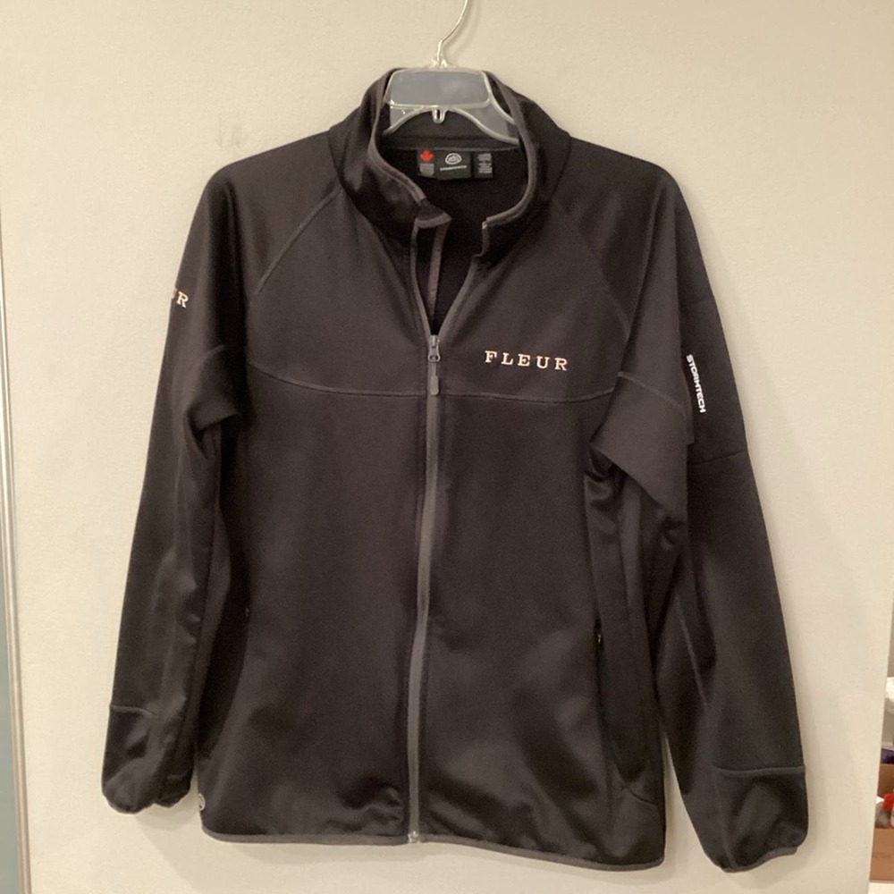 Stormtech Men’s Black Large Fleece Lined Jacket Gently Used with logo “Fleur”